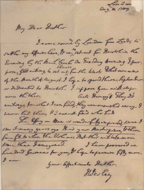 Letter from John Wesley to w. Churchey