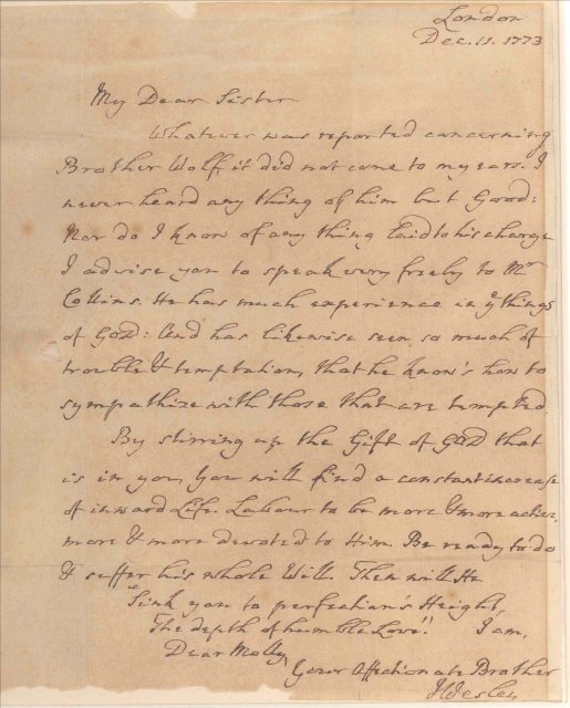 Letter from John Wesley to his sister Molly