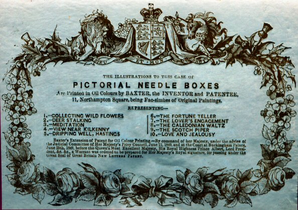 THE ILLUSTRTIONS TO THIS CASE OF PICTORIAL NEEDLE BOXES