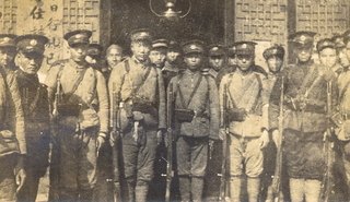 Bodyguard for leaders on Revolution, Chengtu, 1911 Credit: Johns Family.