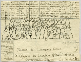 Group of Refugees in the Canadian Methodists Hospital Compound,1911 Credit: United Church Archives.