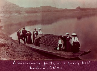 Missionary Party on a boat, near Luchow  Credit: Kilborn / Walmsley Family.