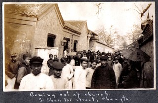 Coming out of Church  Si Shen Tsi Street, Chengtu, II. [undated]. Credit: Walmsley Family.