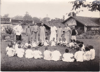 Picnic on the lawn of the missionary from the famine relief camp, [1937] Credit: Bridgman Family.