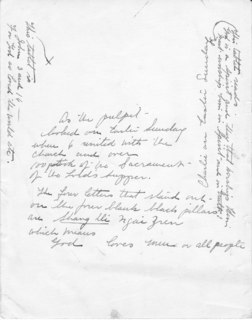 Charlie on Easter Sunday, (back of the photograph), [undated] Credit: Bridgman Family.