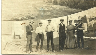 Happy Bunch on the Yangtse,  likely 1907. From left: Newton Bowles, Dr. Jim Cox, Ed Wallace, Harold Robertson, Mrs. Robertson, Wesley Morgan. Credit: Bowles Family  / David Rutherford.