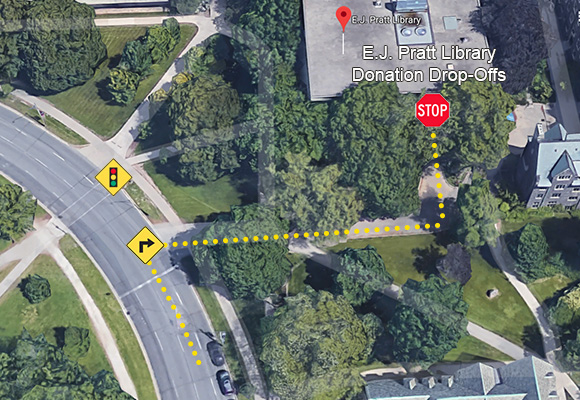 Driving Directions to the E.J. Pratt Library, Donation Drop-Offs