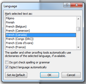 change language microsoft word